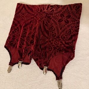 Blackmilk Red Velvet Suspender Shorts